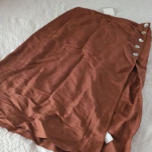Zara NWT Brown/Tan Linen Skirt